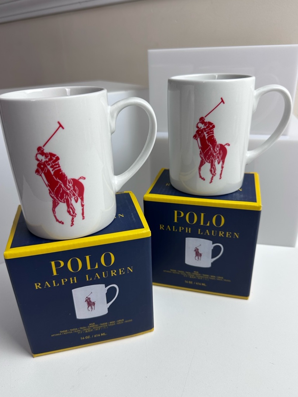 Polo Ralph Lauren Home Pony Mug In Red NIB Set of 2
